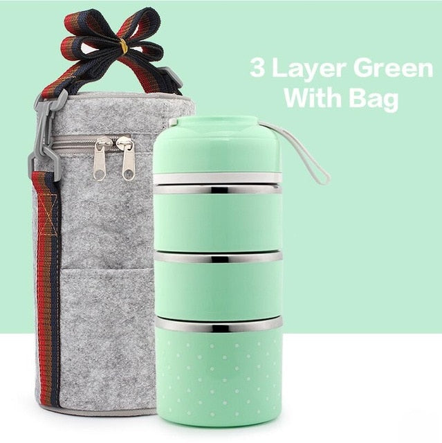 Japanese Leak-Proof Lunch Bos - 3 Layer Green