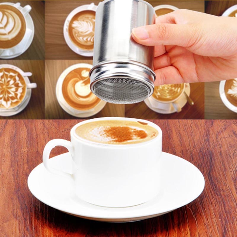 1Pcs Stainless Steel Chocolate Sugar Shaker Coffee Dusters Cocoa Powder Cinnamon Dusting Tank Kitchen Filter Cooking Tool