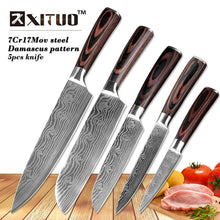 Load image into Gallery viewer, Stainless Steel Blades Damascus Laser Chef Knife Sets