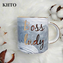 Load image into Gallery viewer, KHTO  Gold Monogram Natural Marble Porcelain Coffee Mug Boss Lady Mugs Tea Milk Cups and Mugs Creative Wedding Gift