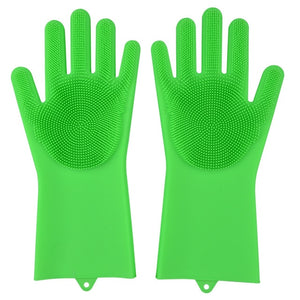 Kitchen Silicone Cleaning Gloves Magic Silicone Dish Washing Gloves Easy Household Silicone Scrubber Rubber Cleaning Gloves